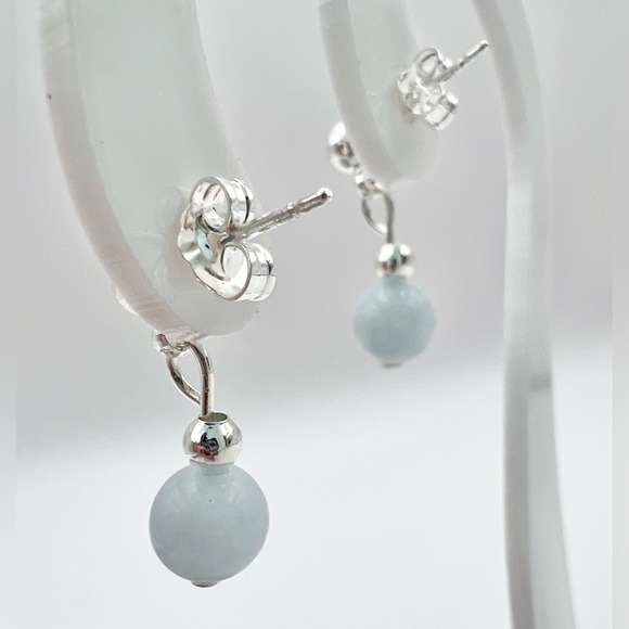 AQUAMARINE STUD EARRINGS - Picture 6 of 8